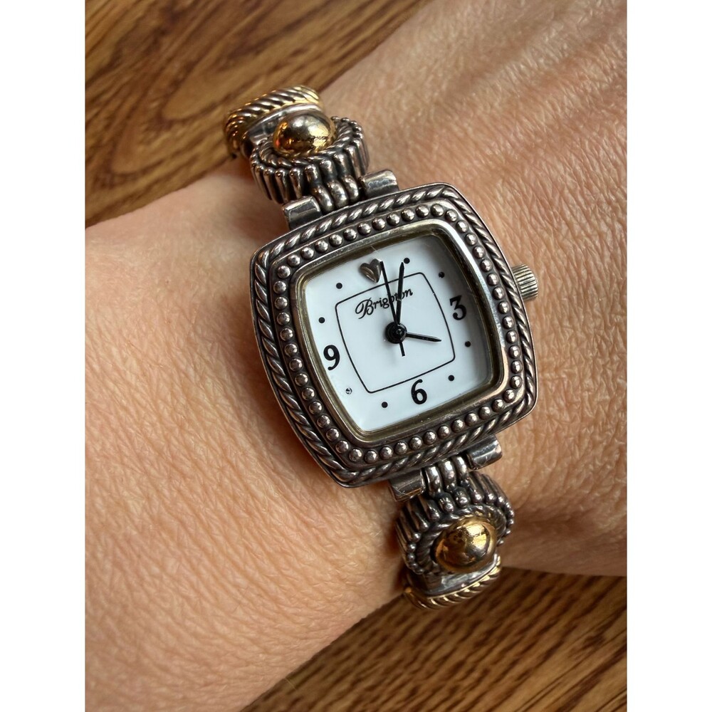 Brighton Tuscany Two-Tone Classic Silver Plated Bracelet Watch New Battery